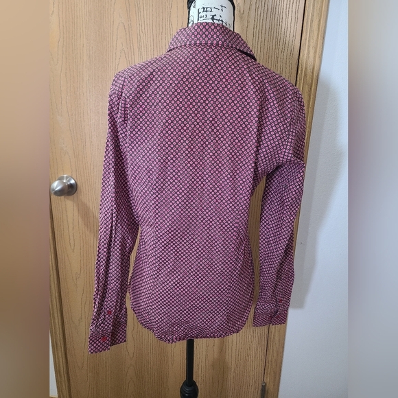 Cruel Girl Brown Pink Polka Dot Pinup Retro Button Up Western Shirt - Picture 3 of 4